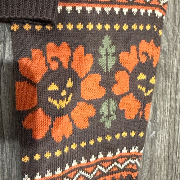 Hot Topic Thorn & Fable Jack-o’-lantern Brown SweaterFloral Design - Picture 4 of 5